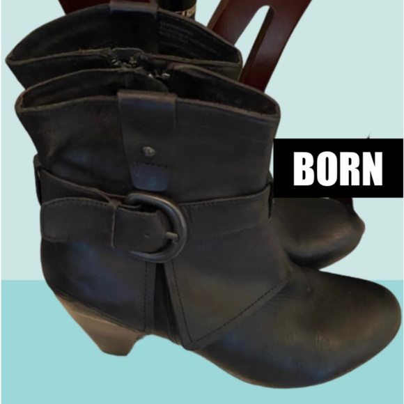Born Crown Jailyn Black leather size 8 1/2 Bootie Boots - Picture 2 of 15
